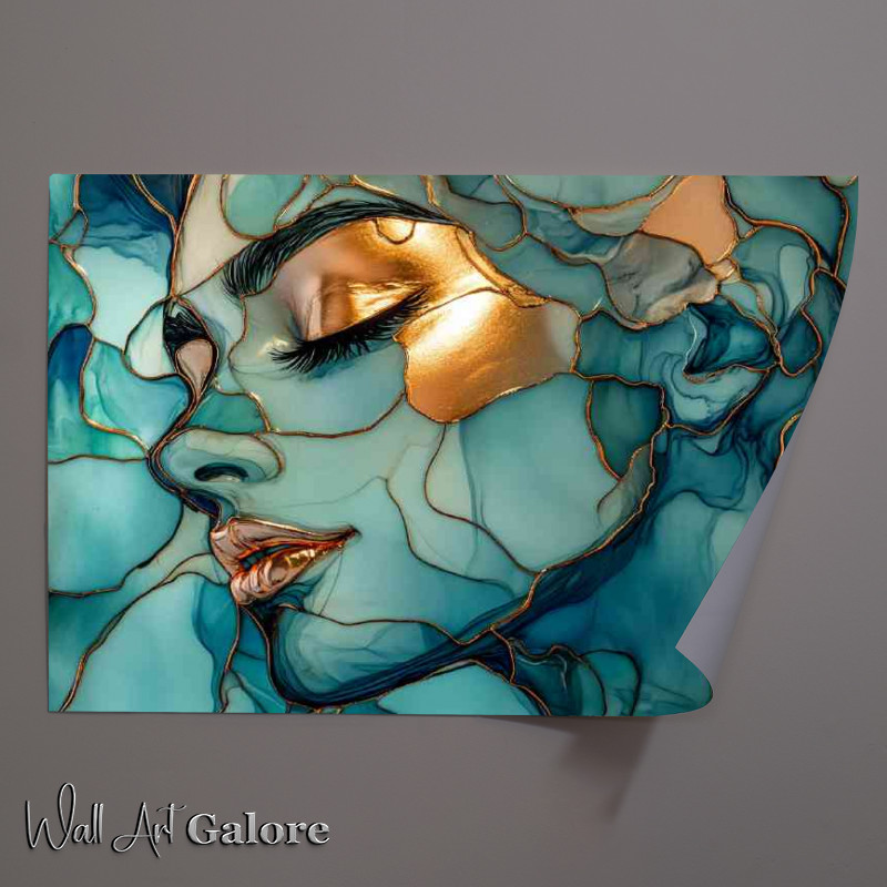 Buy Unframed Poster : (Alcohol ink with thin gold or copper metallic lines)