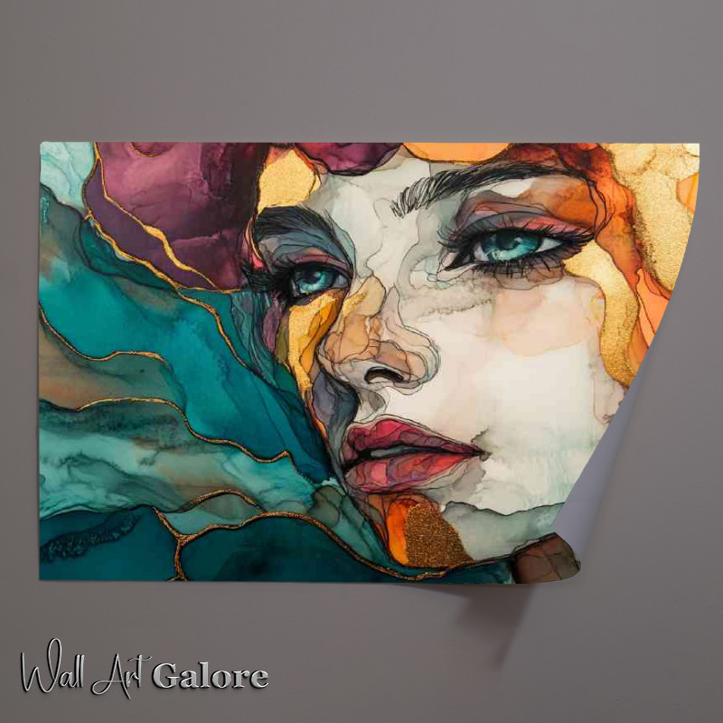 Buy Unframed Poster : (Alcohol ink with thin gold or silver metallic inlay pastal colours)