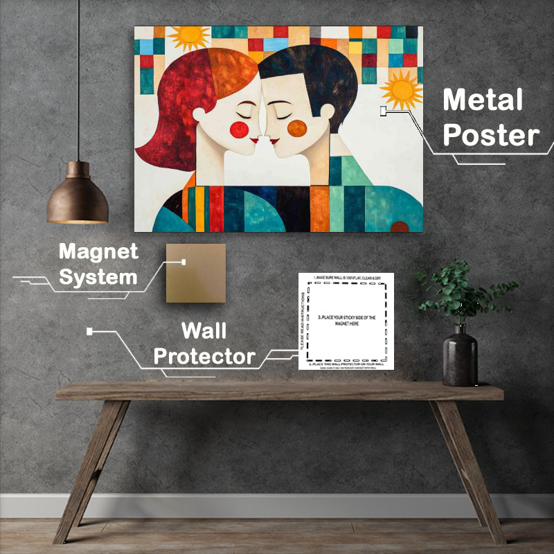Buy Metal Poster : (An abstract representation of the theme Luminous Embrace)