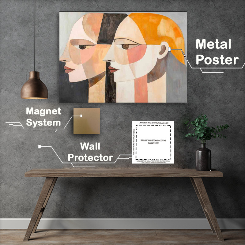 Buy Metal Poster : (Art painting of women with clean lines)