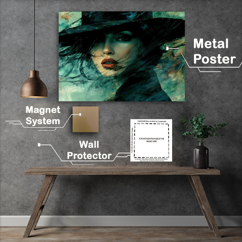 Buy Metal Poster : (Woman in the style of an oil painting dark)