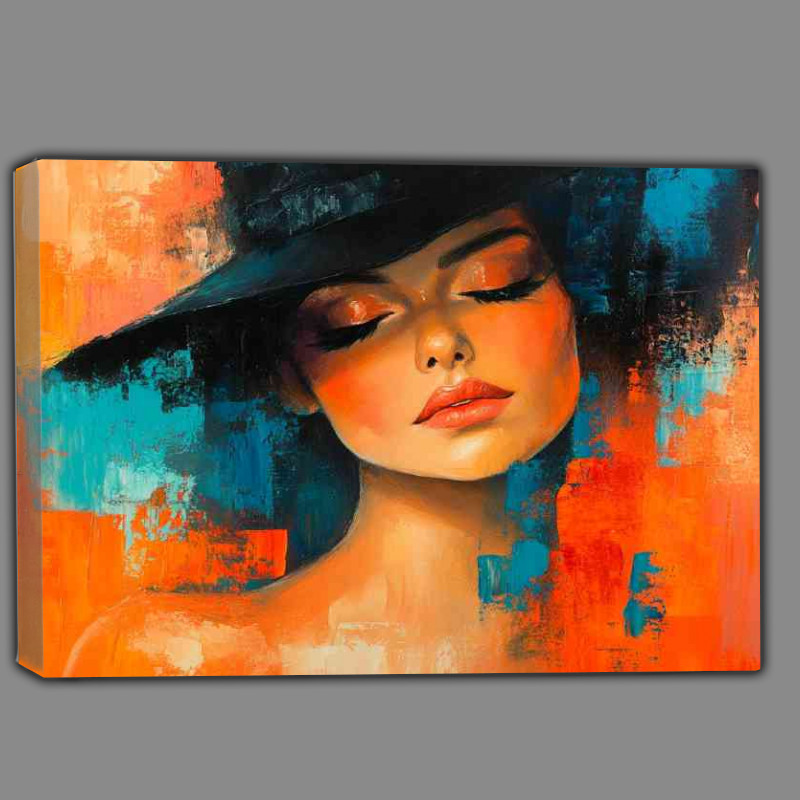 Buy Canvas : (Woman in the style of an oil painting with black hat)