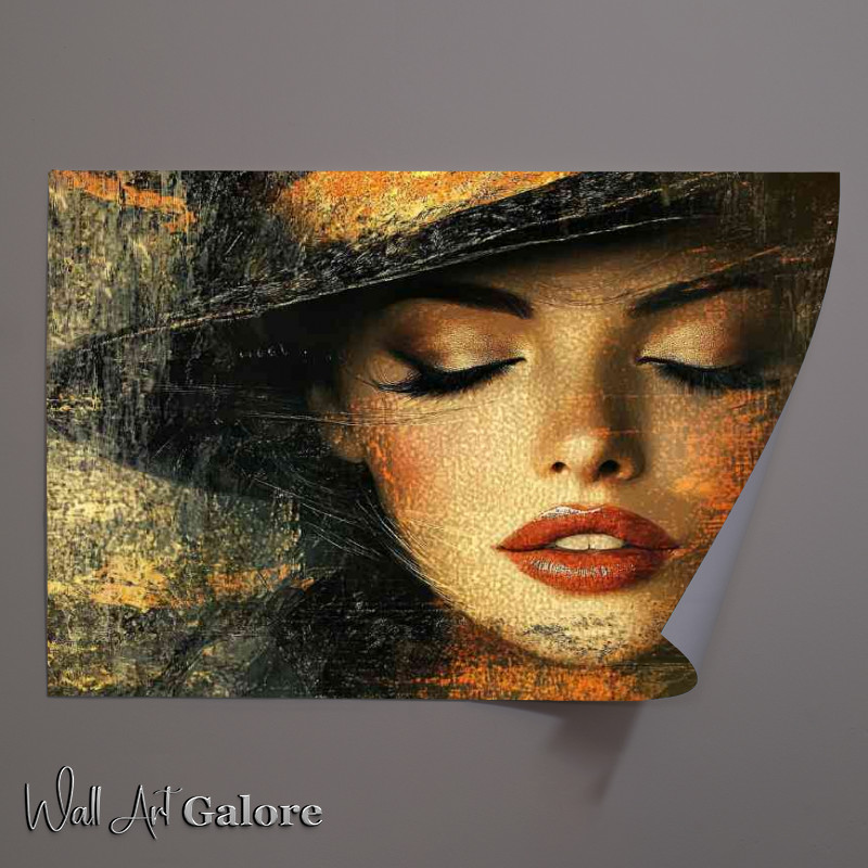 Buy Unframed Poster : (Woman with closed eyes red lips wearing an elegant hat)