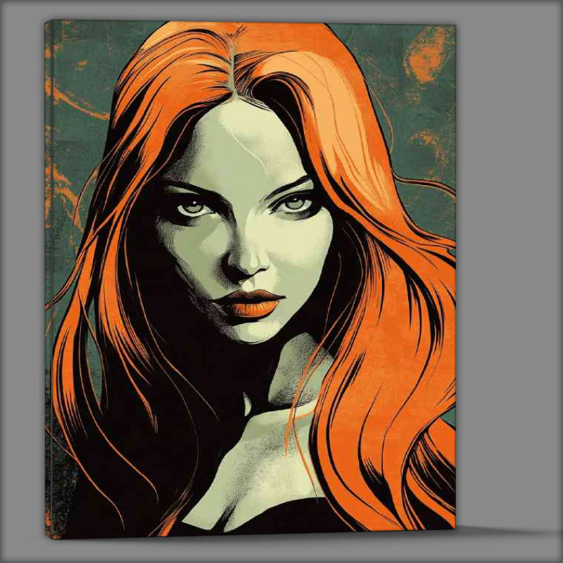 Buy Canvas : (A beautiful woman with long orange hair pop art)
