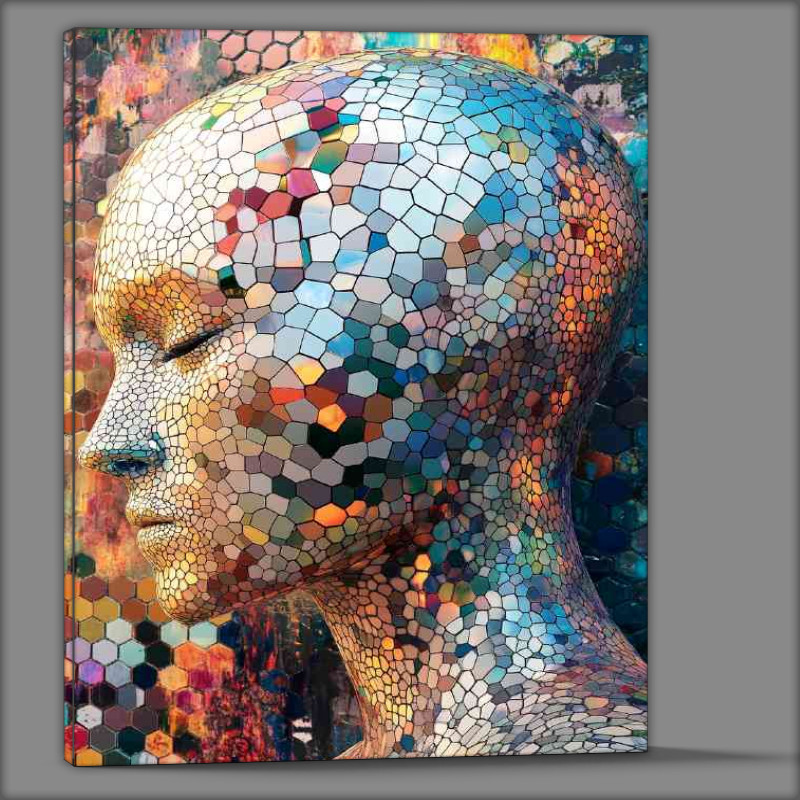 Buy Canvas : (AI humanoid with a hexagonal face)