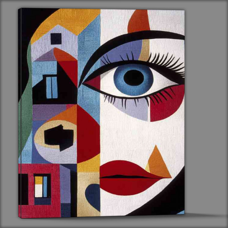 Buy Canvas : (Abstract art face woman with red lips)
