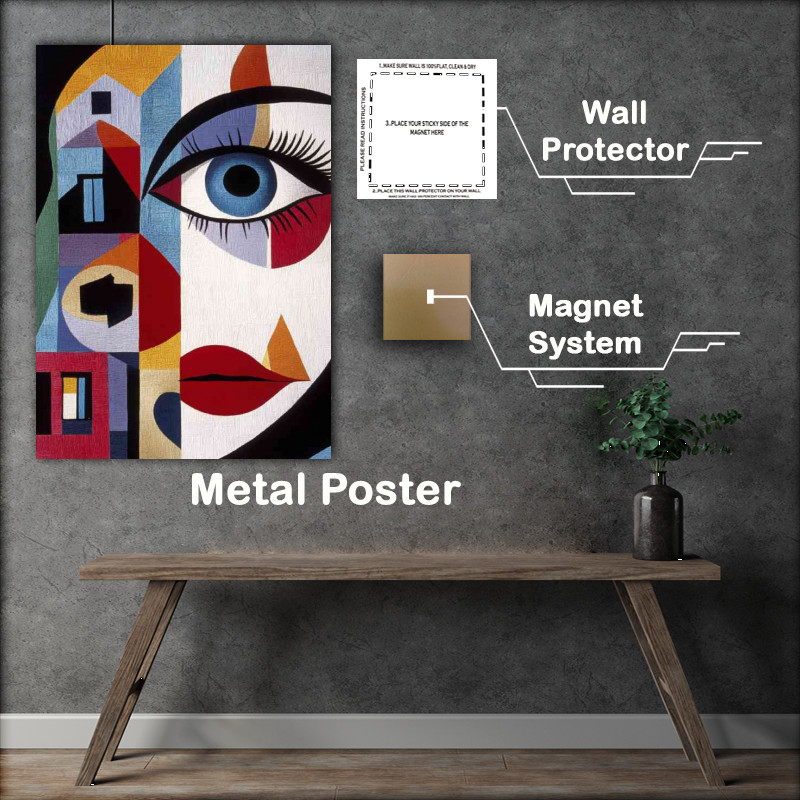 Buy Metal Poster : (Abstract art face woman with red lips)