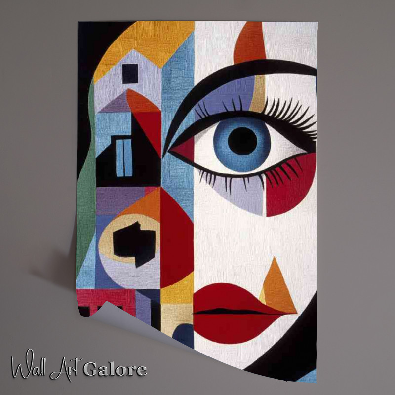 Buy Unframed Poster : (Abstract art face woman with red lips)