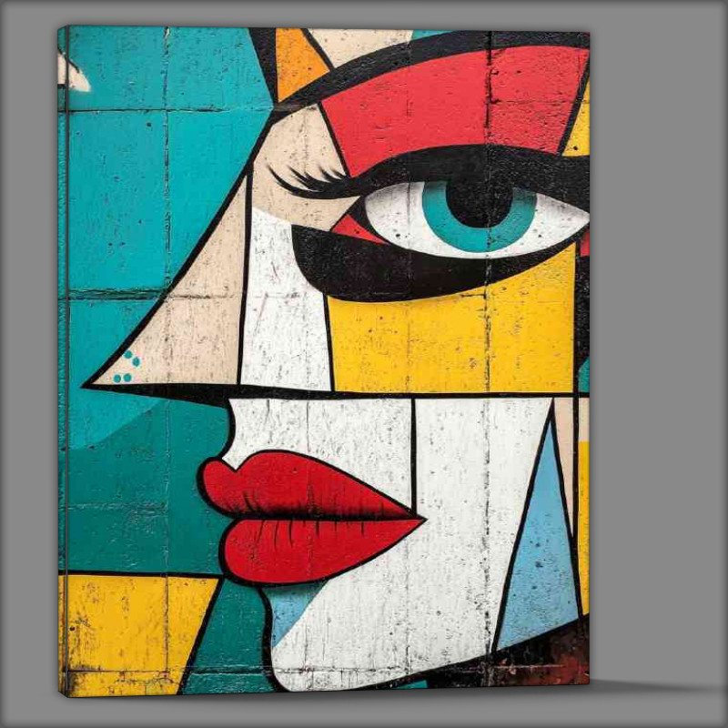 Buy Canvas : (Abstract face in the style of Picasso street art graffiti)