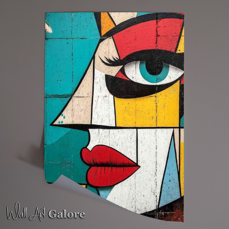 Buy Unframed Poster : (Abstract face in the style of Picasso street art graffiti)