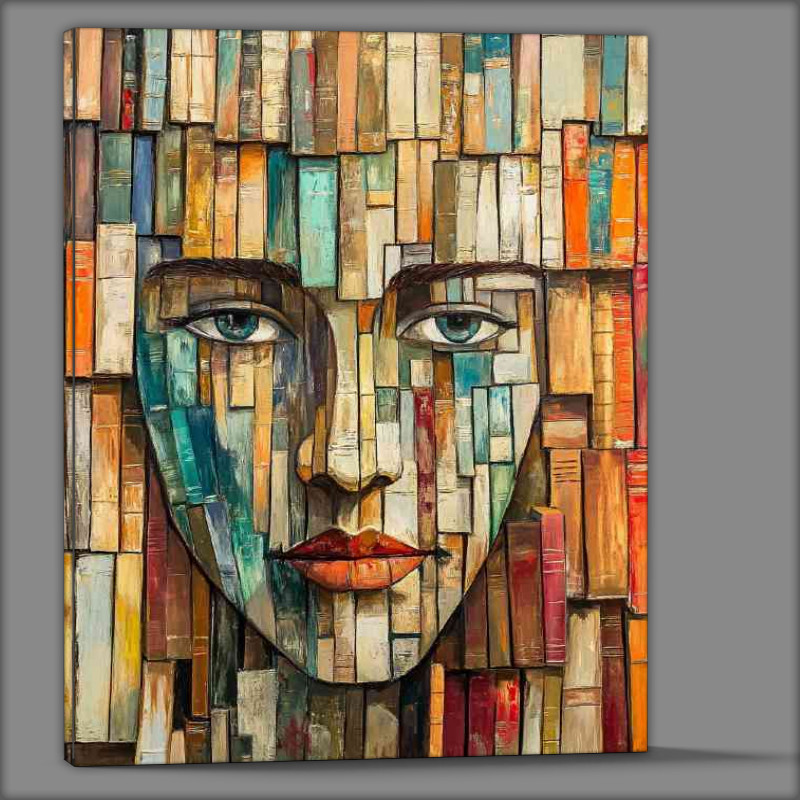 Buy Canvas : (Abstract face made of books)