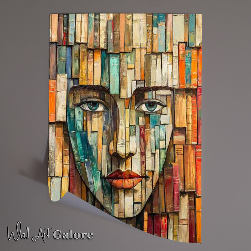 Buy Unframed Poster : (Abstract face made of books)