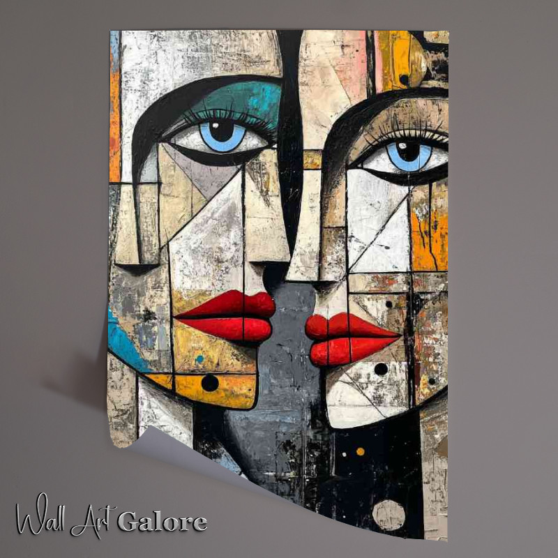 Buy Unframed Poster : (Abstract painting of two faces in the style of Picass)