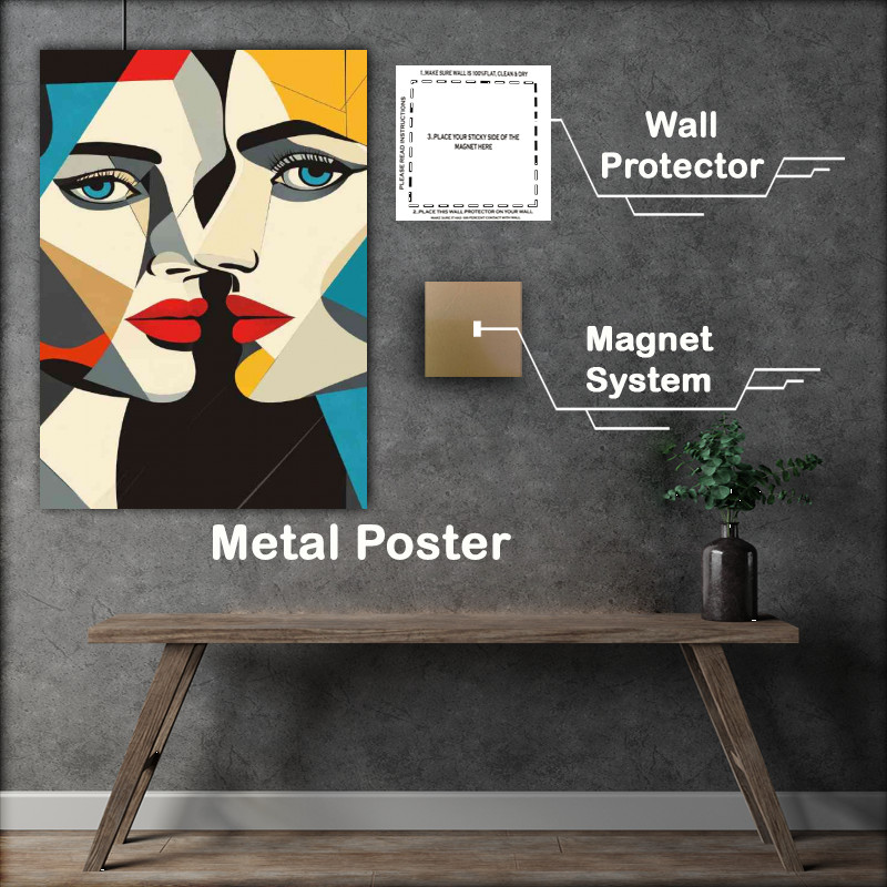 Buy Metal Poster : (Abstract portrait of two people male and female)