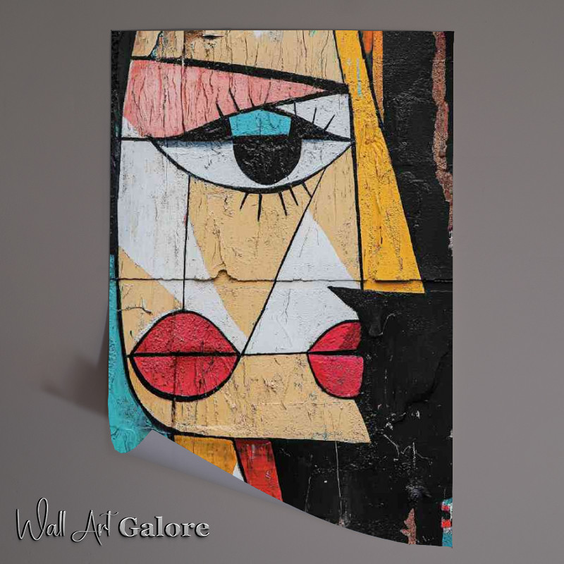 Buy Unframed Poster : (Abstract street art in the style of Picassos cubist lady face)