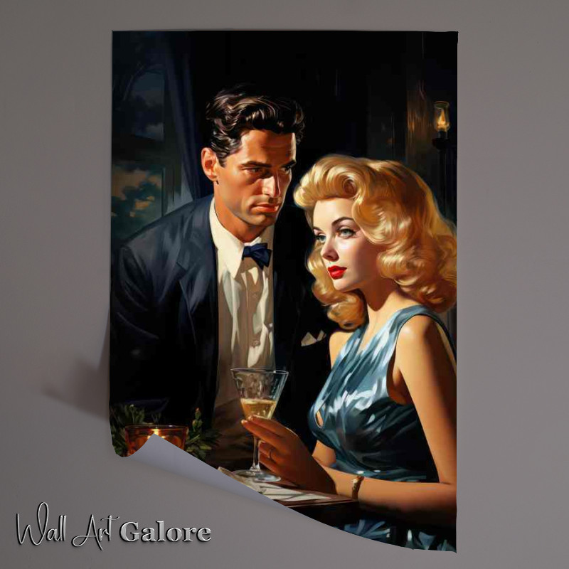 Buy Unframed Poster : (Classic Martini courting at the bar retro)