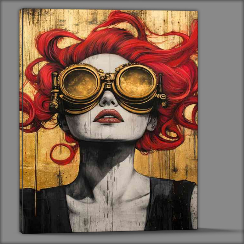 Buy Canvas : (Graffiti painting of red haired woman with steampunk)