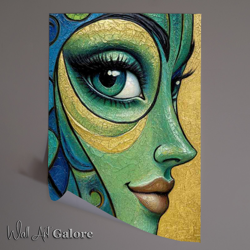Buy Unframed Poster : (Modern abstract images of a single face close up green eyes)