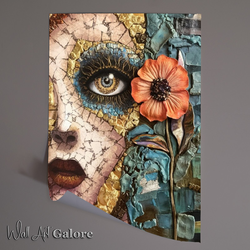 Buy Unframed Poster : (The beautiful face cracked with flowers)