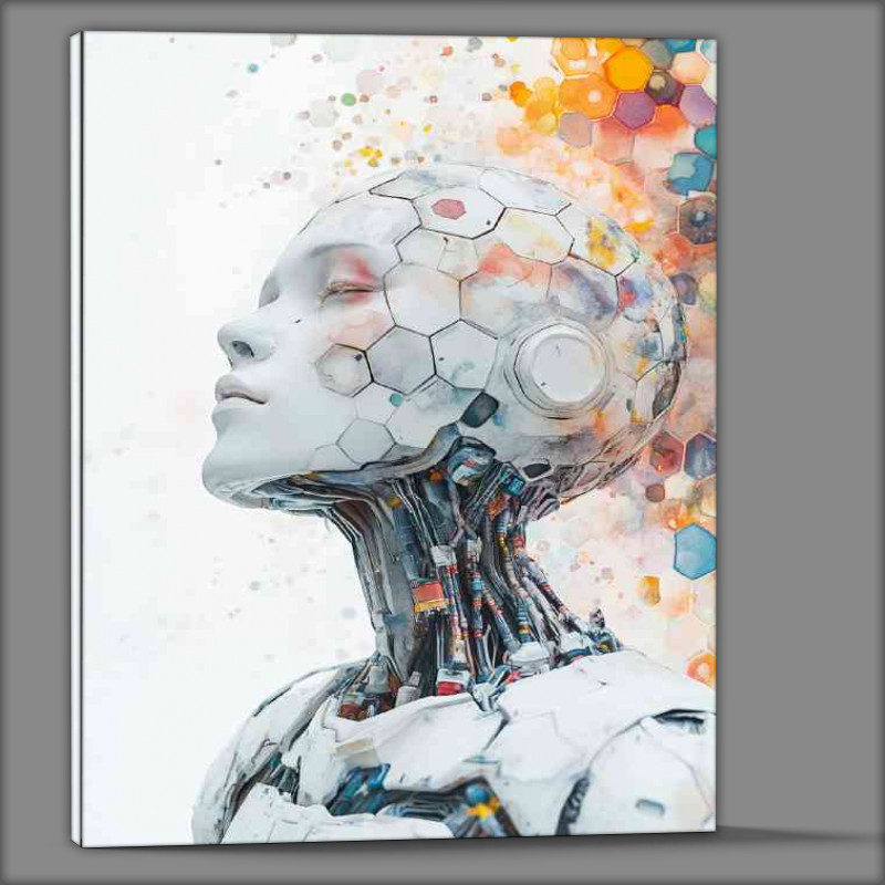 Buy Canvas : (Watercolor portrait of a humanoid robot)