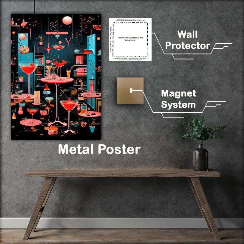 Buy Metal Poster : (Cocktail party all night long drinks)