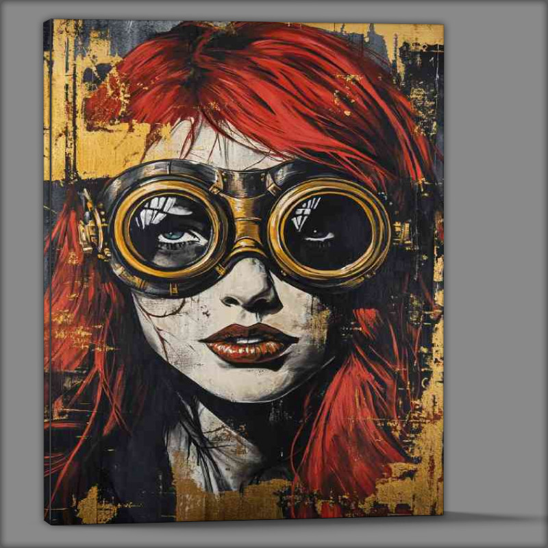 Buy Canvas : (graffiti painting of red haired woman with steampunk style)