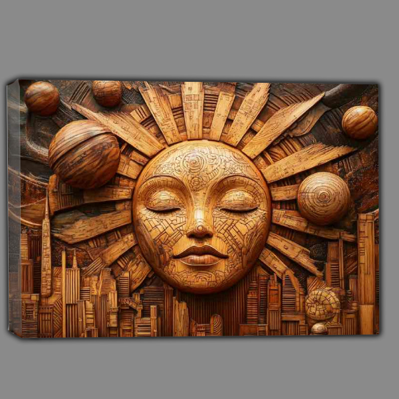 Buy Canvas : (Abstract Sun and Cityscape a wood style)
