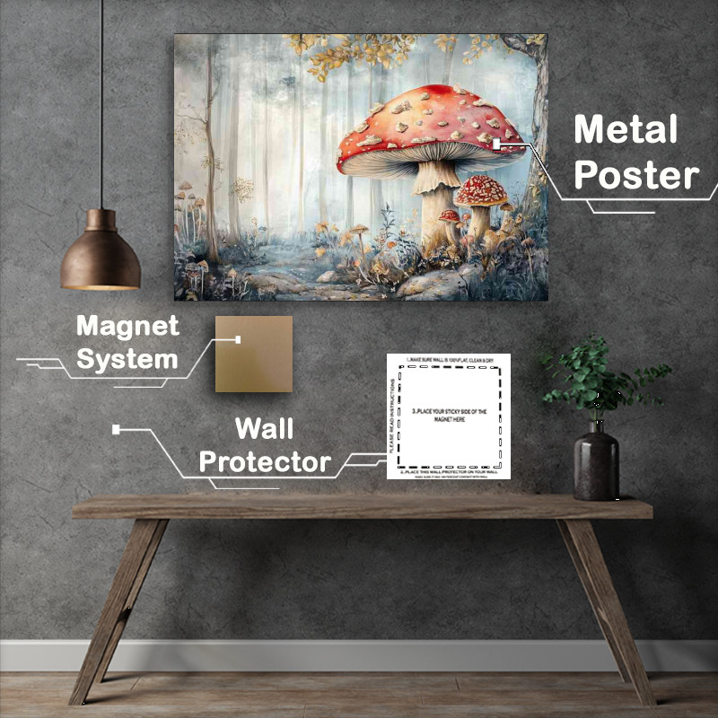 Buy Metal Poster : (Mushroom tree of life painting)