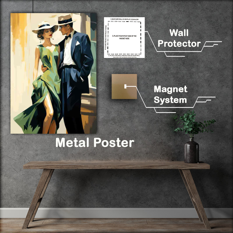 Buy Metal Poster : (Courting couple retro style)
