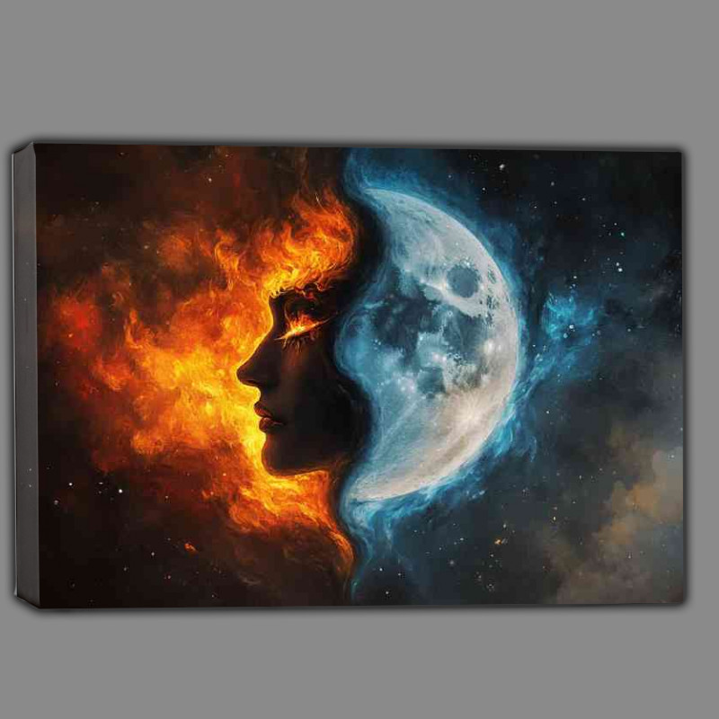 Buy Canvas : (Yin and yang symbol with one side depicting the dark fire)