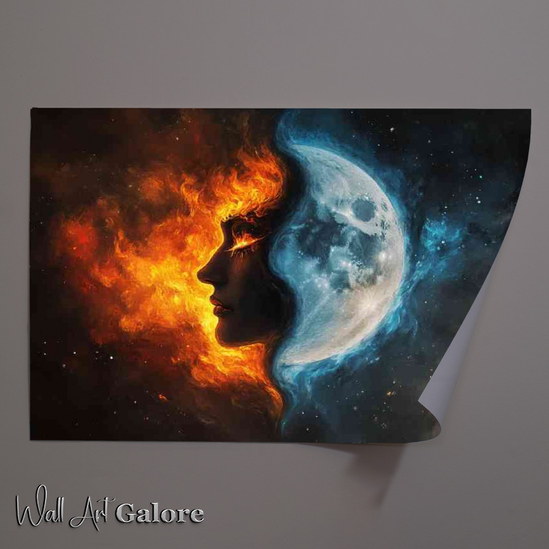Buy Unframed Poster : (Yin and yang symbol with one side depicting the dark fire)