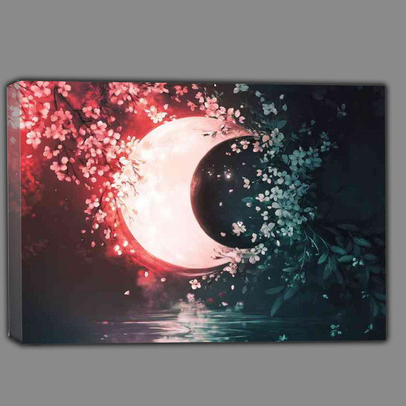 Buy Canvas : (Yin yang symbol made of cherry blossoms and the moon)
