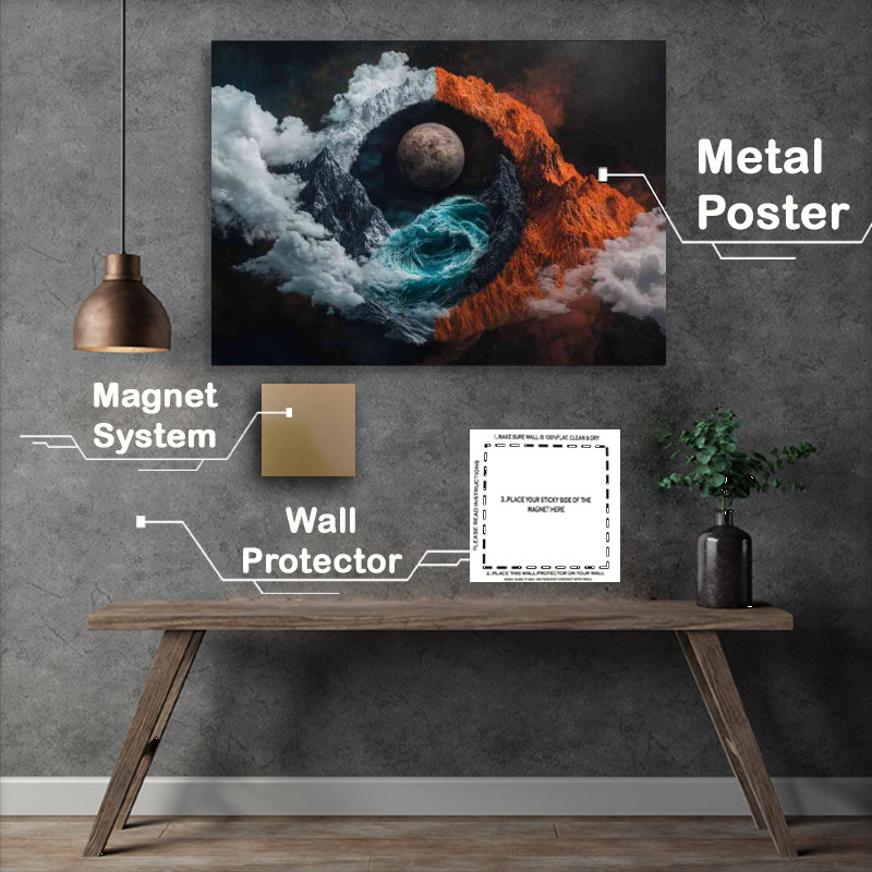 Buy Metal Poster : (Yin yang symbol made of different earth elements)
