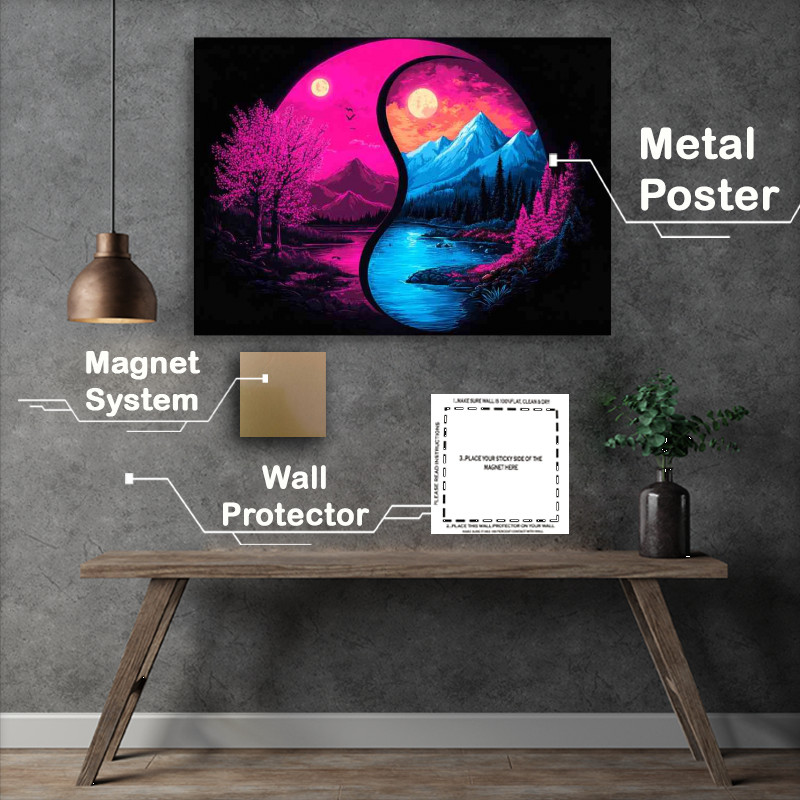 Buy Metal Poster : (Yin yang symbol with the left side in magenta and cyan)