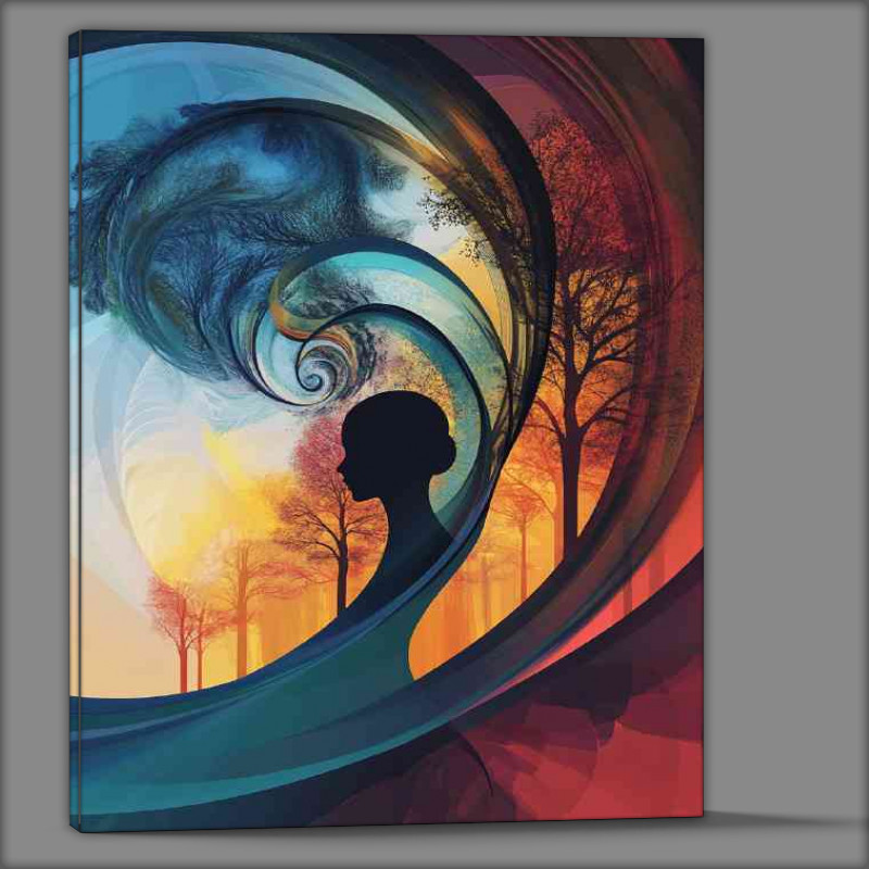 Buy Canvas : (An abstract representation of the womans silhouette colour swirls)