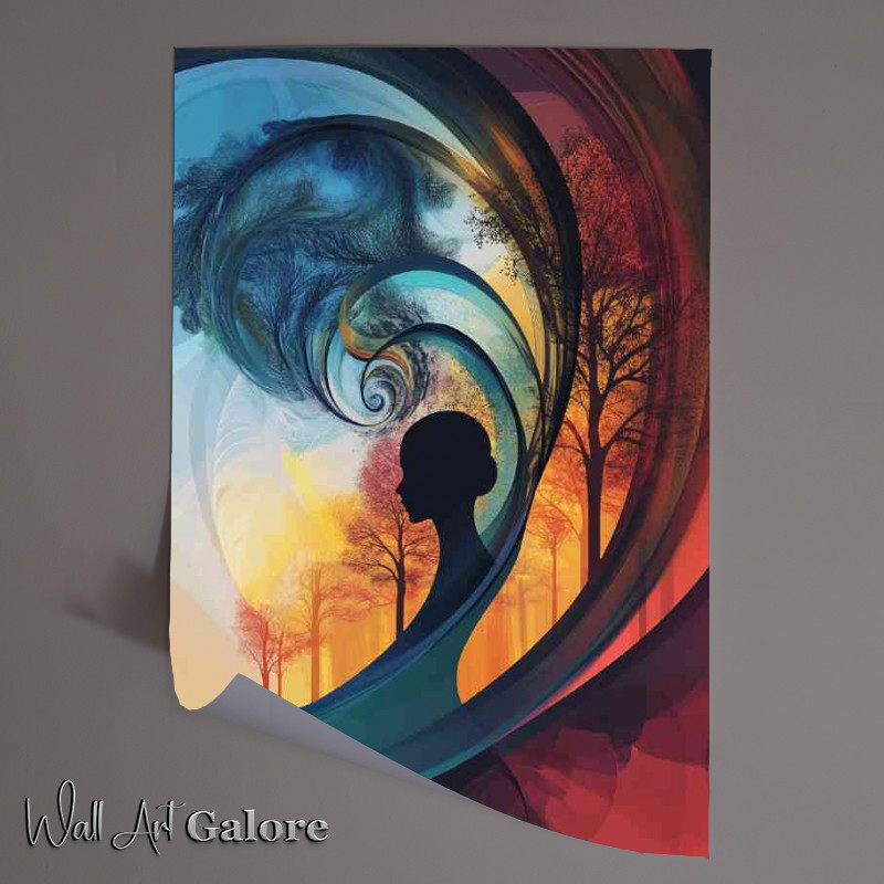 Buy Unframed Poster : (An abstract representation of the womans silhouette colour swirls)