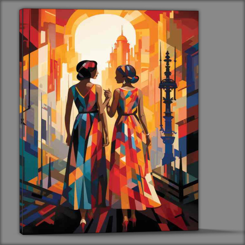 Buy Canvas : (Featuring two young women in dresses ready for dancing)