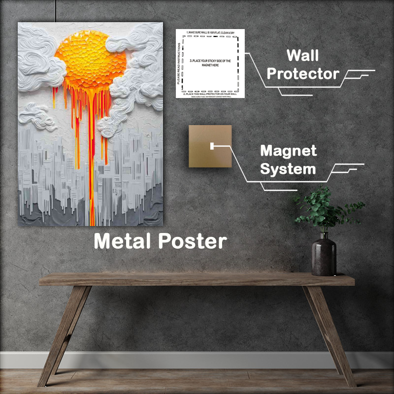 Buy Metal Poster : (Honeycombed sun bursting)