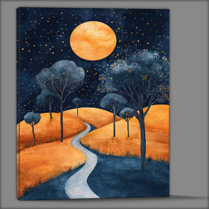 Buy Canvas : (Starry night sky with the moon casting its glow)