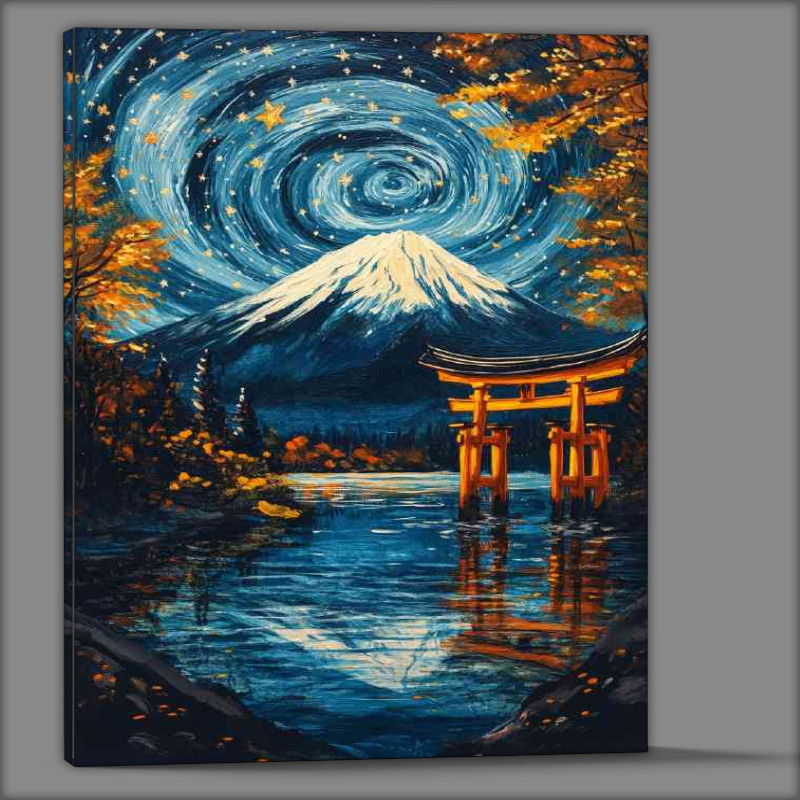 Buy Canvas : (Tori gate in the water with mount fuji)