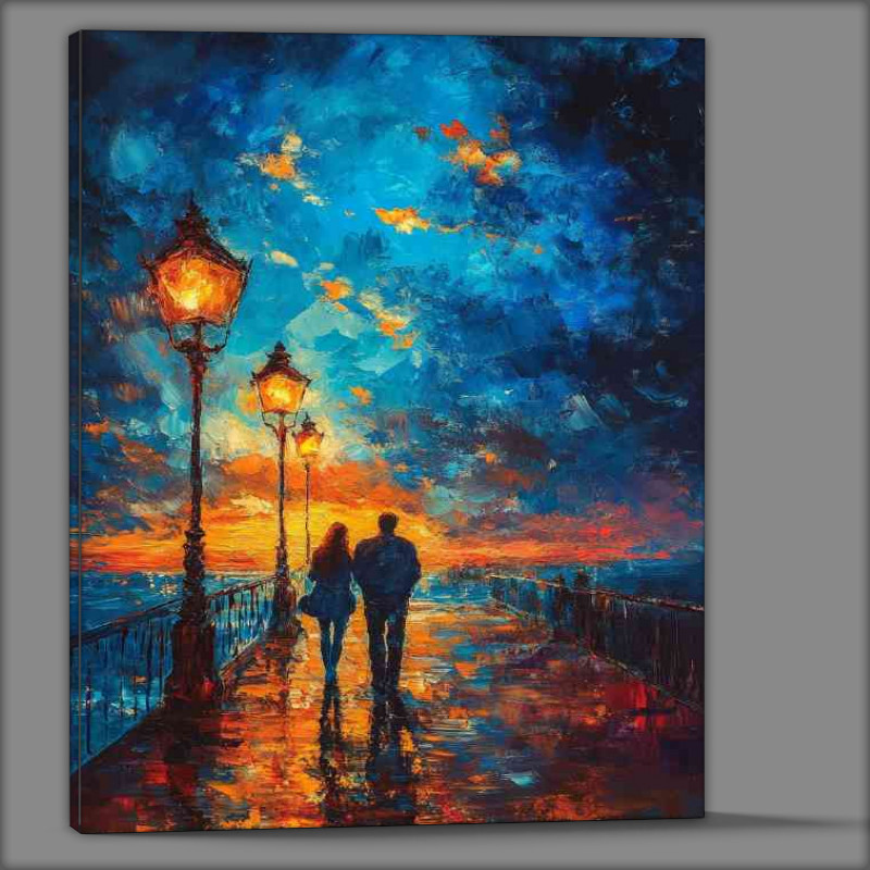 Buy Canvas : (Walk along the pier at night the sky is painted lights)