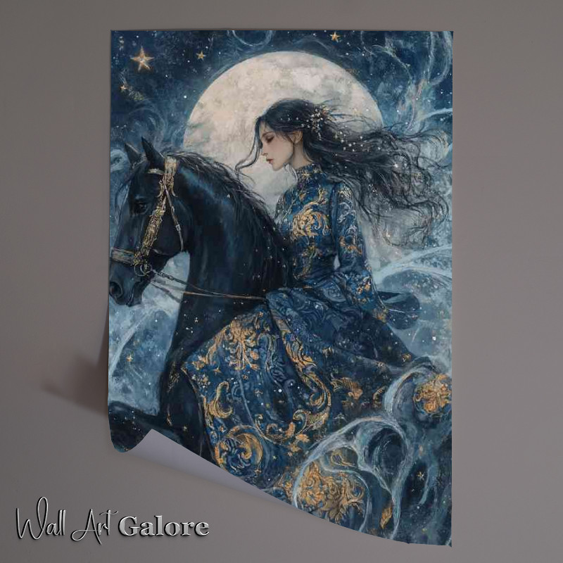 Buy Unframed Poster : (Woman on the back of an elegant black)