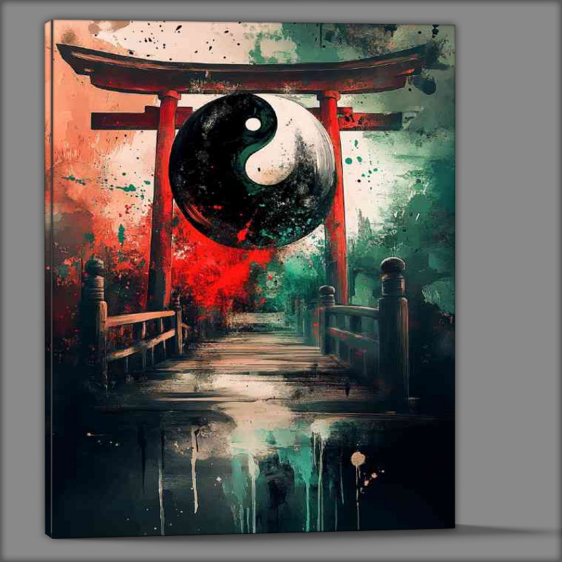 Buy Canvas : (Yin yang symbol a torii gate in the background)