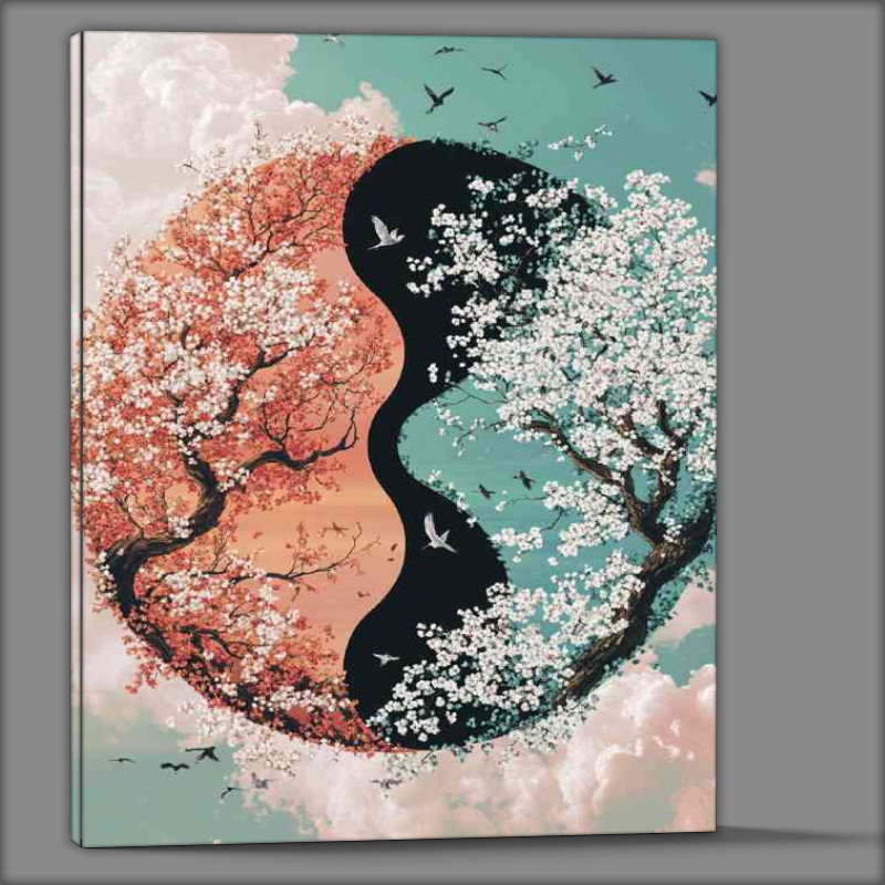 Buy Canvas : (Yin yang symbol made of cherry blossoms)