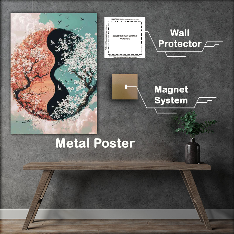 Buy Metal Poster : (Yin yang symbol made of cherry blossoms)