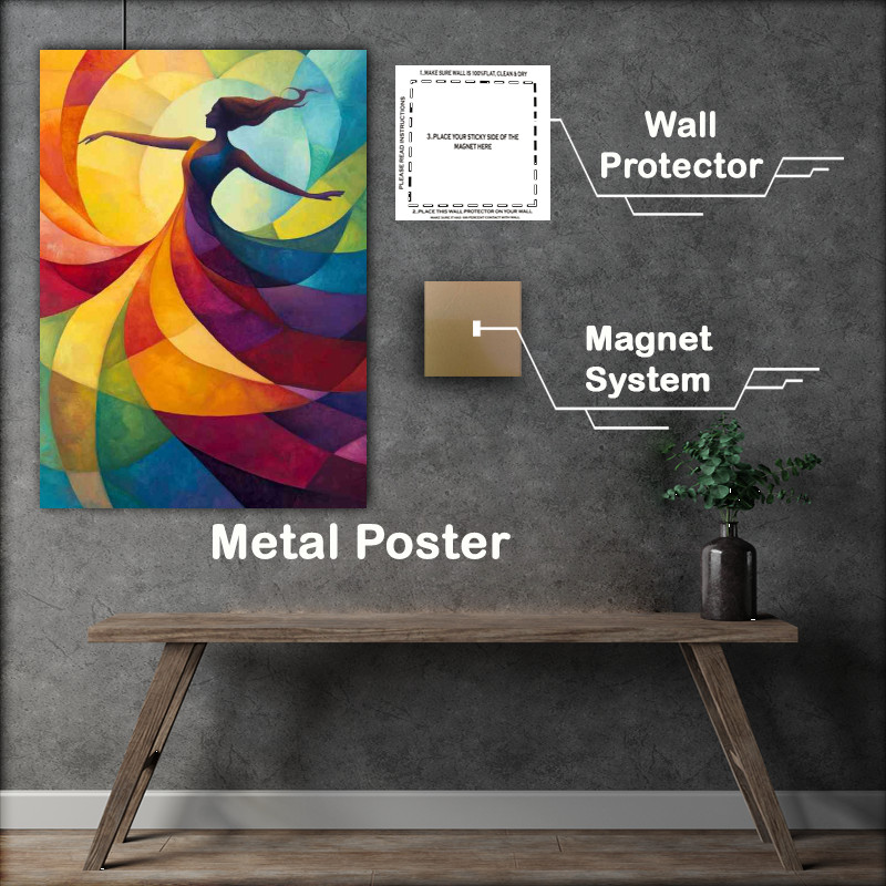 Buy Metal Poster : (Abstract Woman in a swirl full body multi colors)