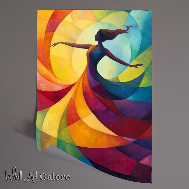 Buy Unframed Poster : (Abstract Woman in a swirl full body multi colors)