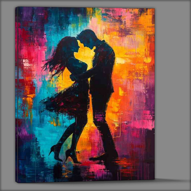 Buy Canvas : (Abstract art painting of a couple dancing with dark)