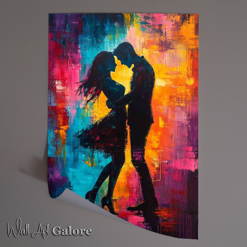 Buy Unframed Poster : (Abstract art painting of a couple dancing with dark)