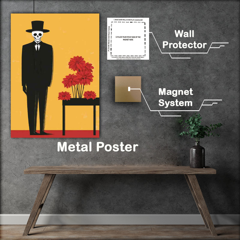 Buy Metal Poster : (Man in a black suit and top hat with a skull like)